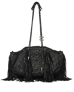 Quilted Western Baluchon Fringe Bag, lambskin, black, 3*, 19687523(2014)